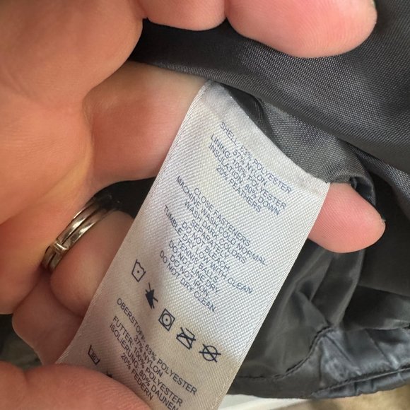 LANDS' END gray metallic down puffer coat with shawl high collar size S - Picture 9 of 11